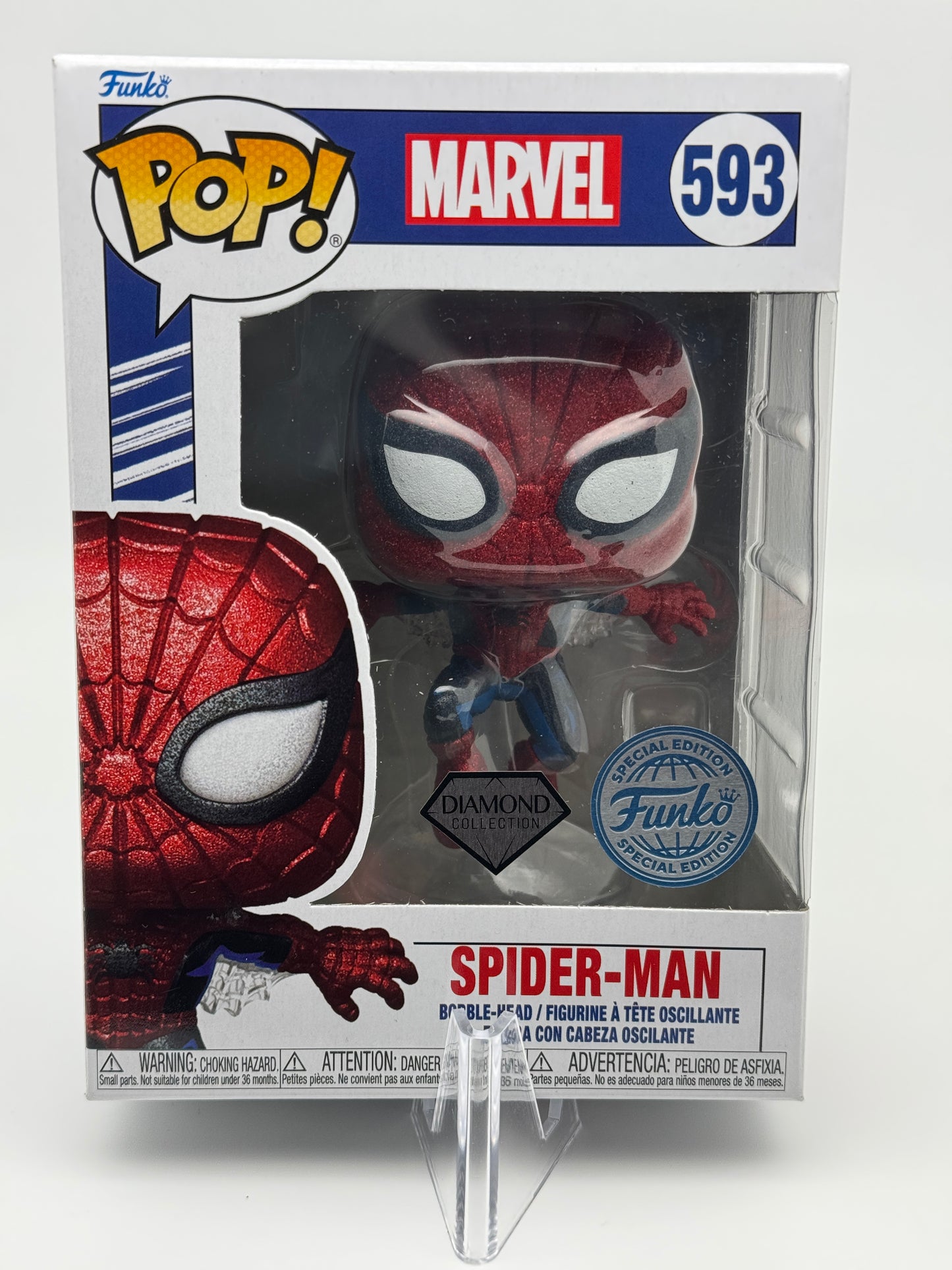 Funko Pop! Marvel SPIDER-MAN 593 Diamond Vinyl Sammelfigur - Special Edition
